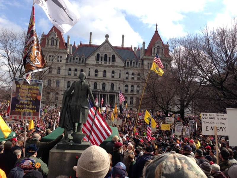 About 5,000 gun-rights supporters attended a rally Thursday in Albany against New York State's new gun-control law.