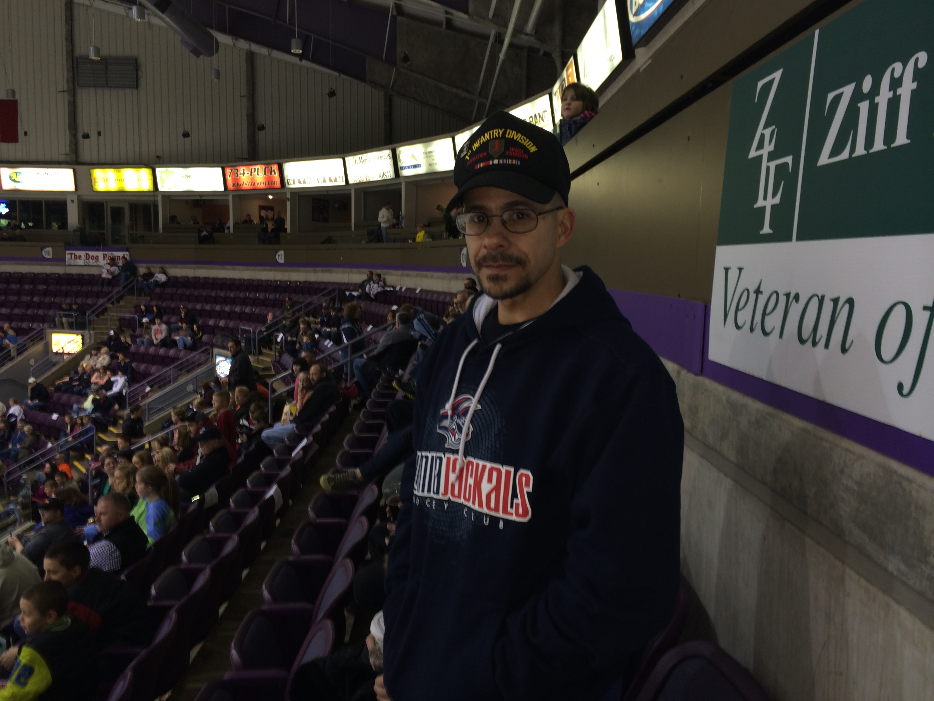 Army veteran Scott Swanson was among the more than 200 veterans honored at First Arena in Elmira during eight seasons of Elmira Jackals games.