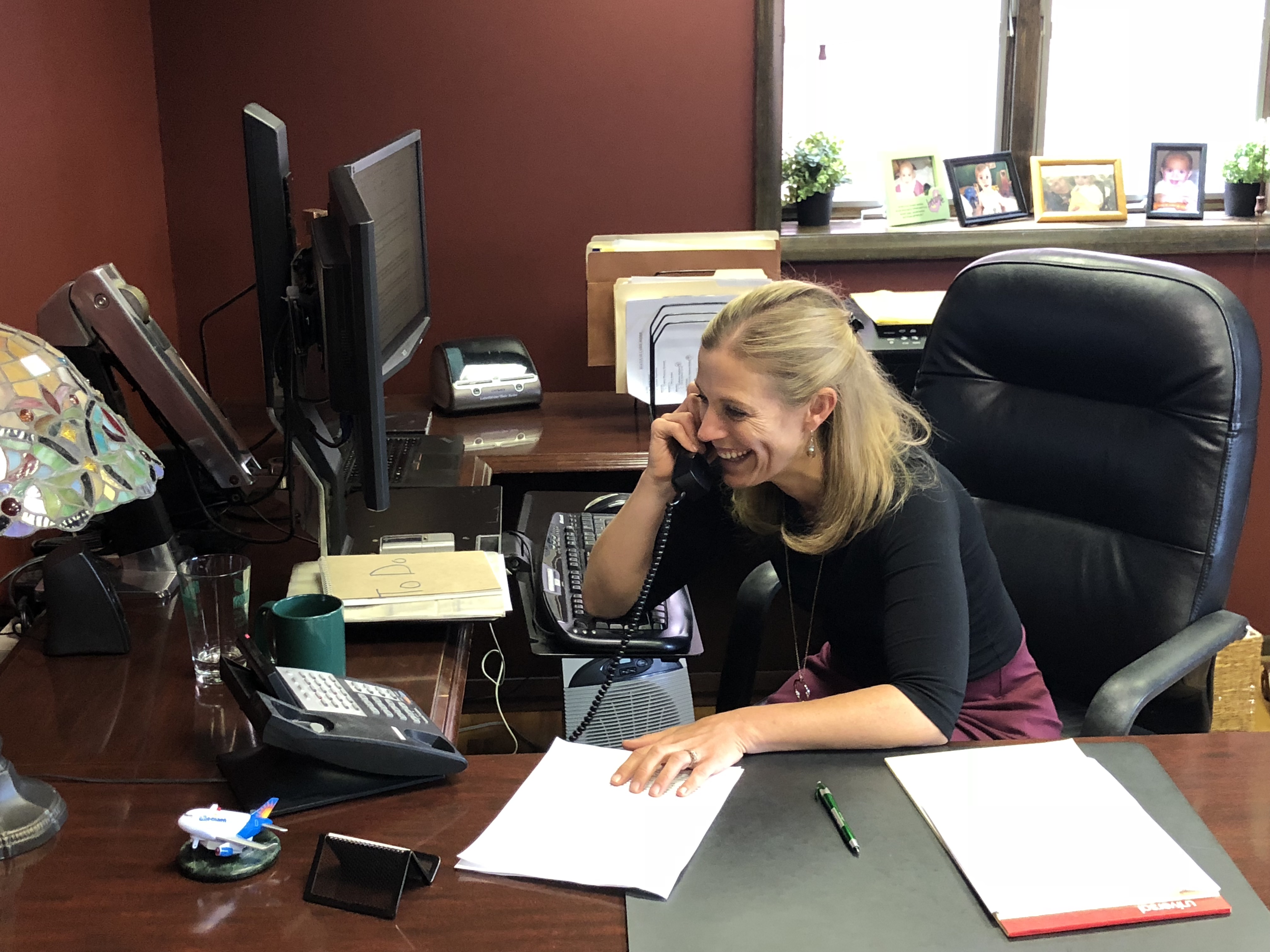 Attorney Christina Sonsire calls her client Thursday with the good news about the State Appeals Court judges' decision.